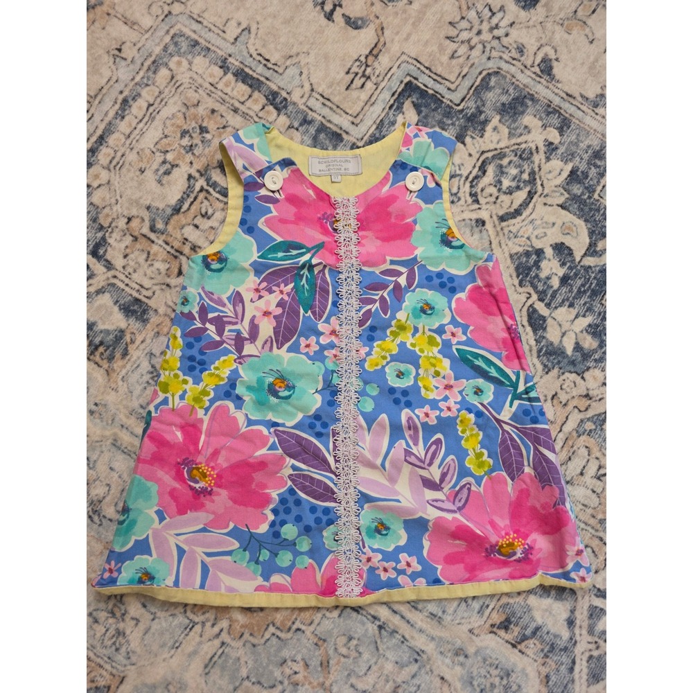 SC Wildflours Boutique Toddler 3T Floral Print Sleeveless Handmade Dress